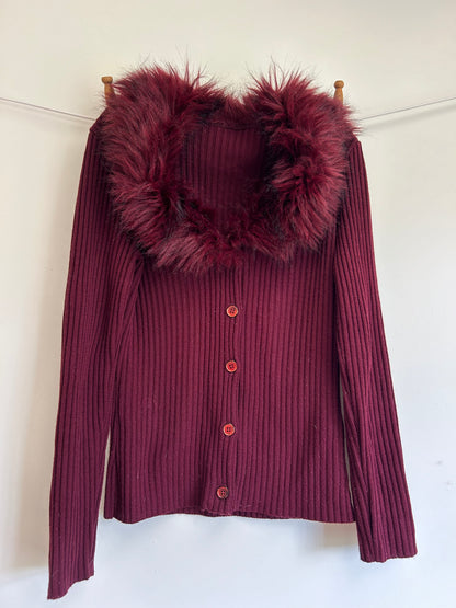 Fur Collar Cardigan