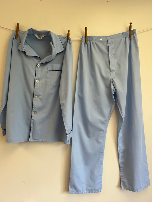 Blue Piped Pajama Set