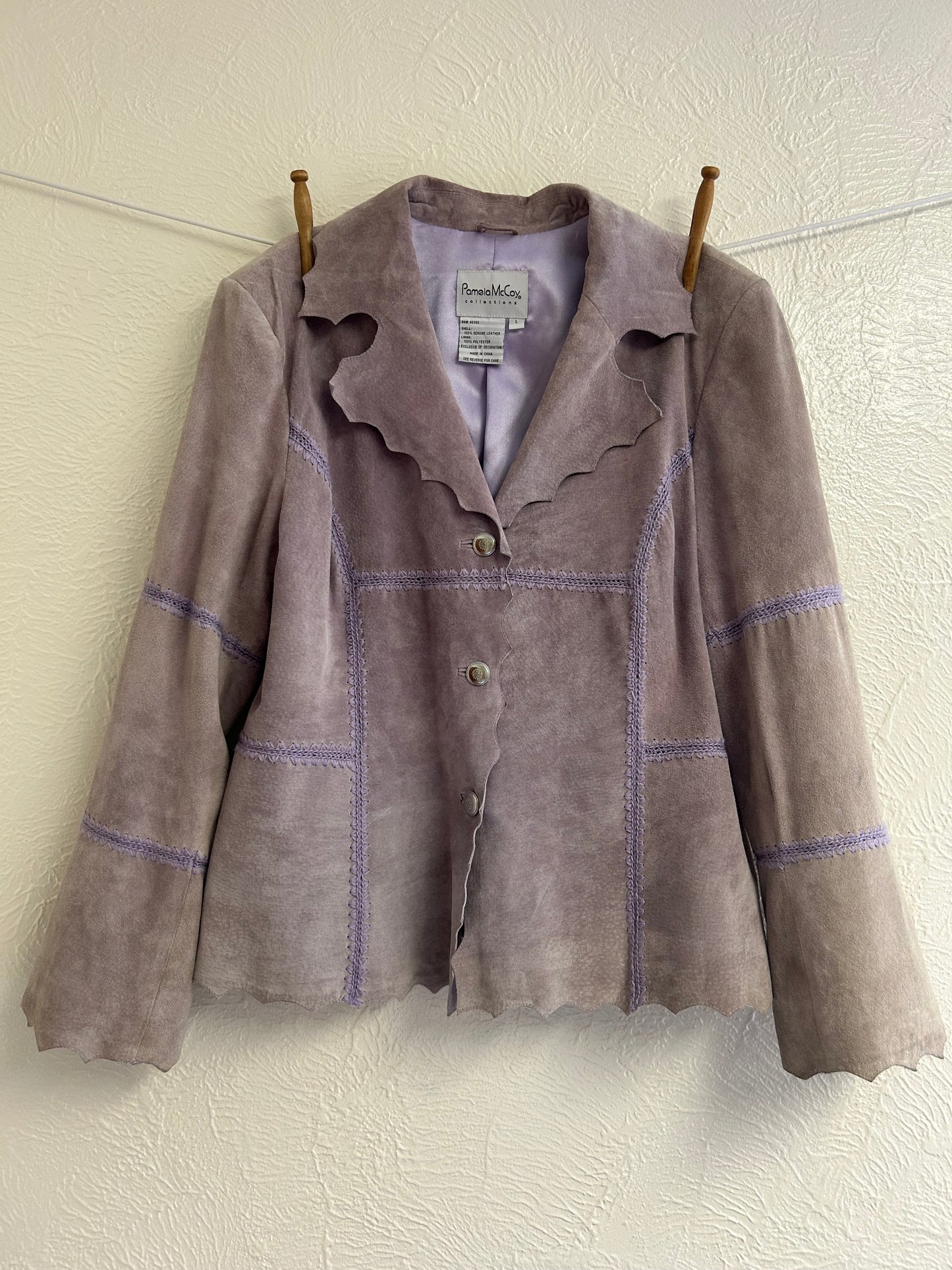 Crochet Detail Suede Jacket