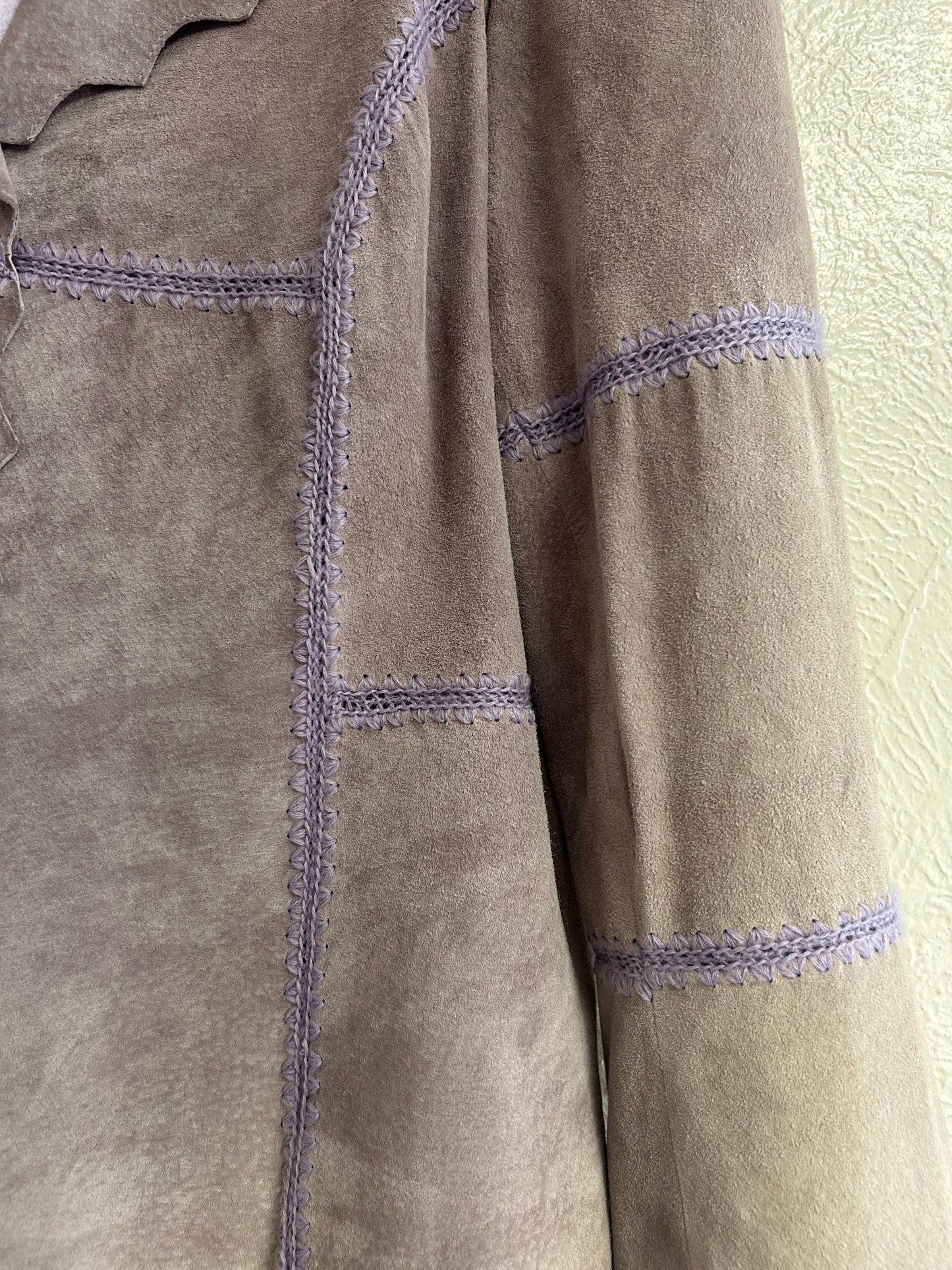 Crochet Detail Suede Jacket